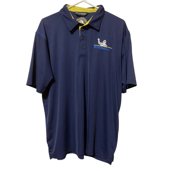 Boardroom Eco Apparel Michelin Man Polo Shirt Mens Large Navy Blue Embroidered